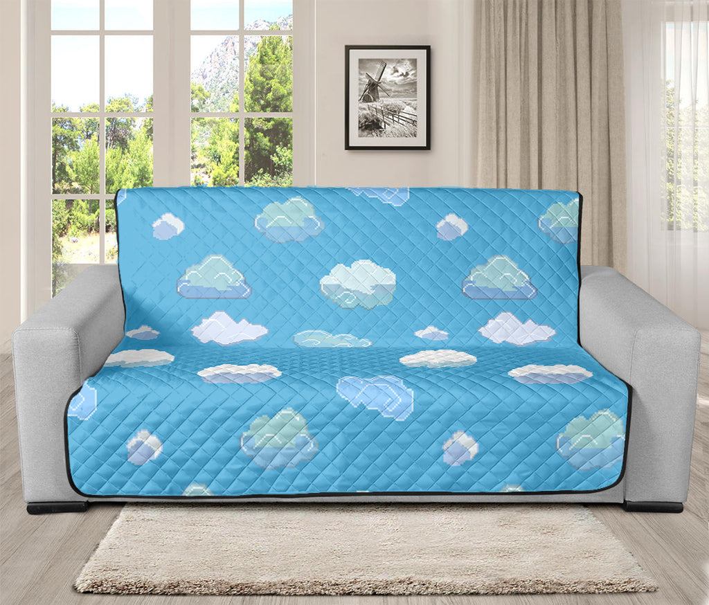 Pixel Cloud Pattern Print Futon Protector