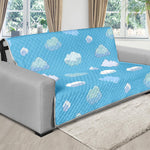 Pixel Cloud Pattern Print Futon Protector