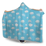 Pixel Cloud Pattern Print Hooded Blanket