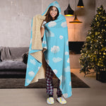 Pixel Cloud Pattern Print Hooded Blanket