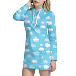 Pixel Cloud Pattern Print Hoodie Dress