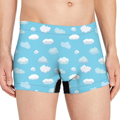 Pixel Cloud Pattern Print Men's Boxer Briefs
