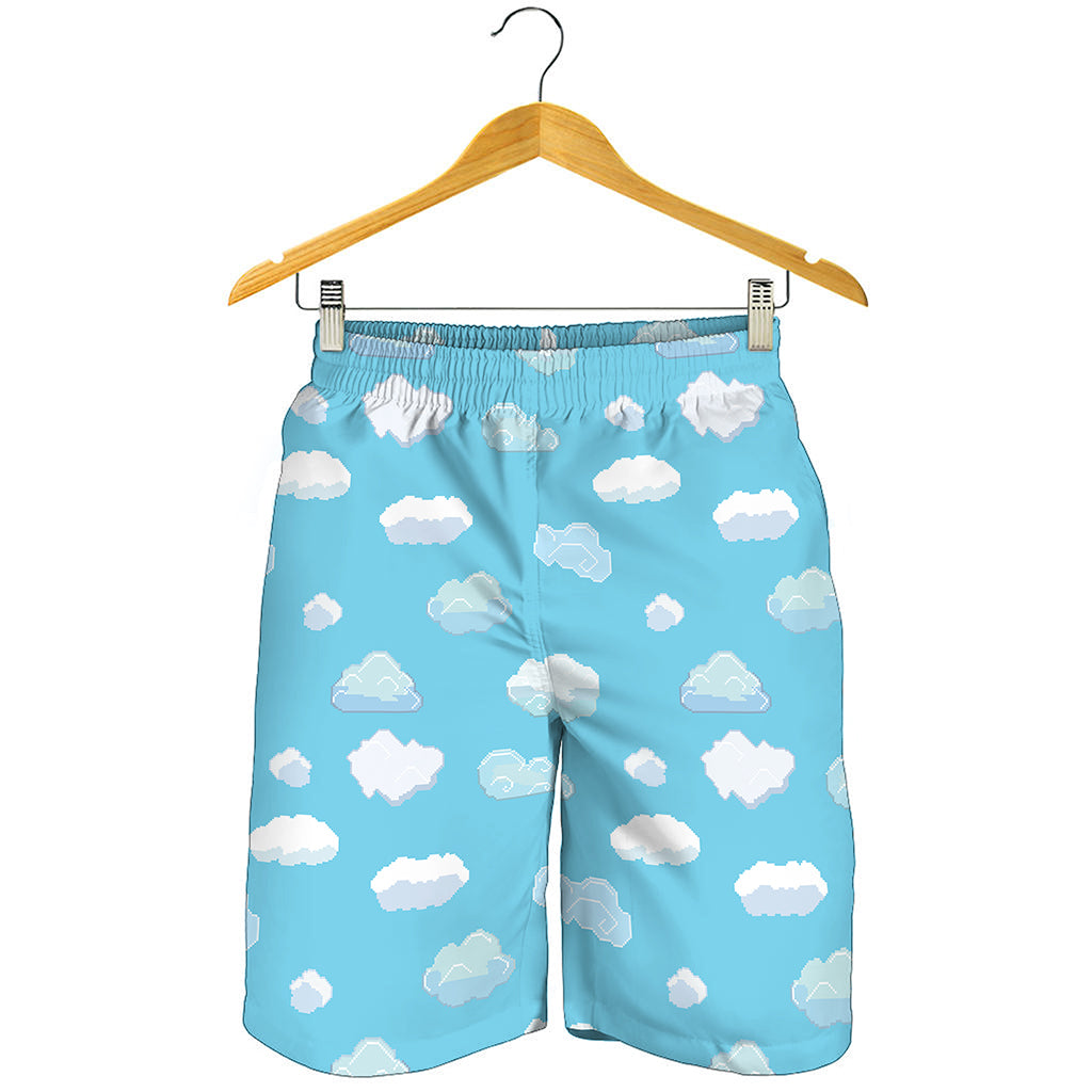 Pixel Cloud Pattern Print Men's Shorts