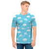 Pixel Cloud Pattern Print Men's T-Shirt