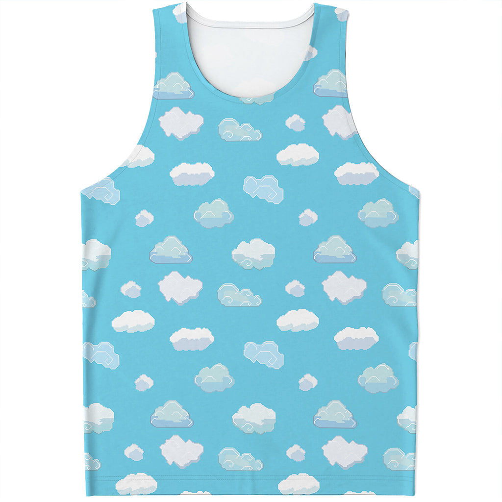 Pixel Cloud Pattern Print Men's Tank Top