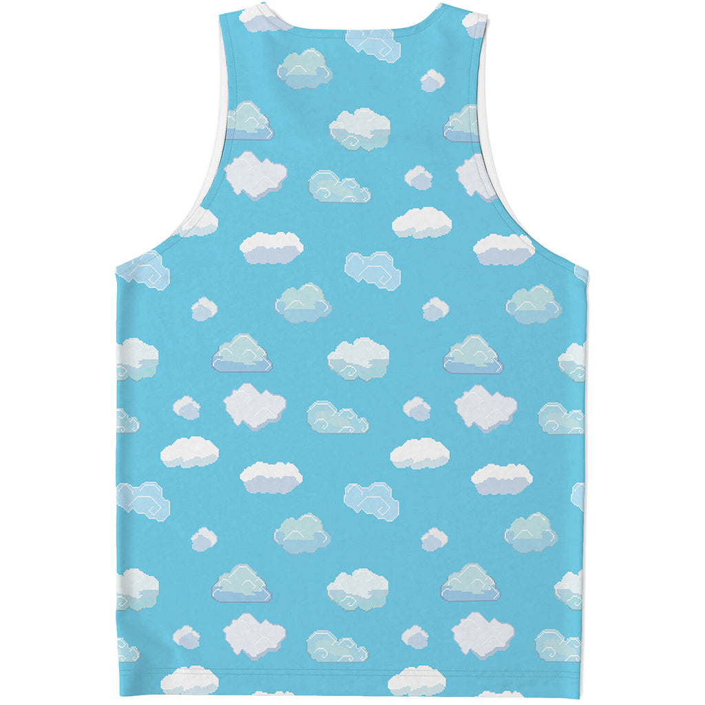 Pixel Cloud Pattern Print Men's Tank Top