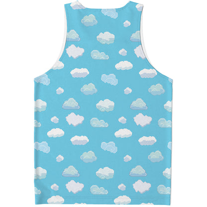 Pixel Cloud Pattern Print Men's Tank Top