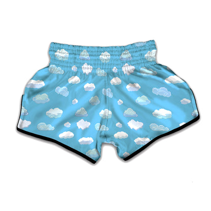 Pixel Cloud Pattern Print Muay Thai Boxing Shorts