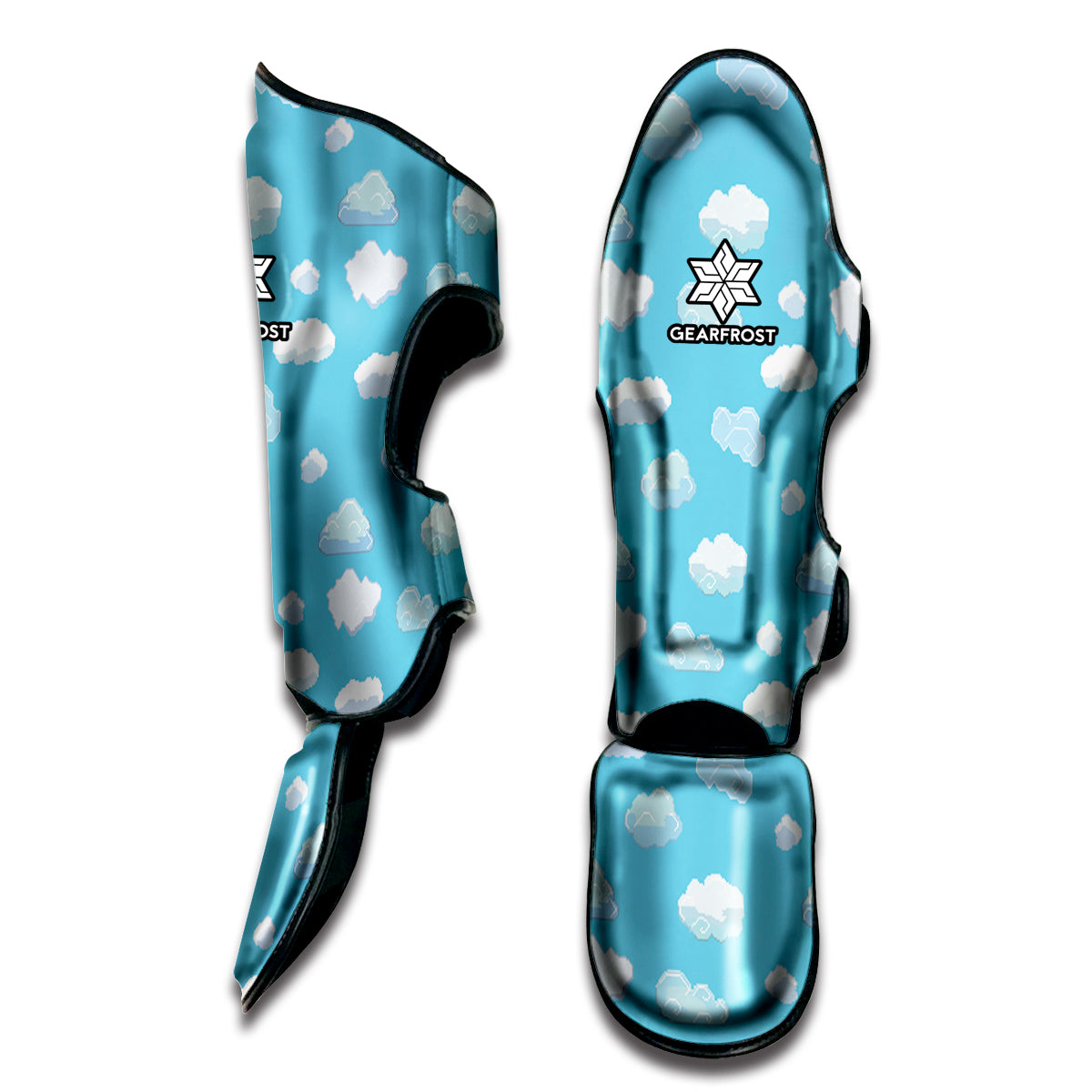 Pixel Cloud Pattern Print Muay Thai Shin Guard