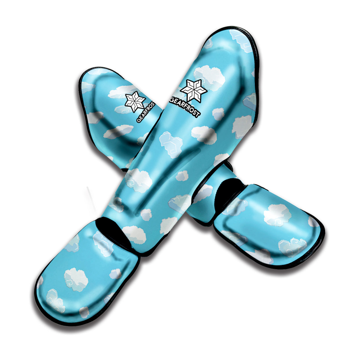 Pixel Cloud Pattern Print Muay Thai Shin Guard