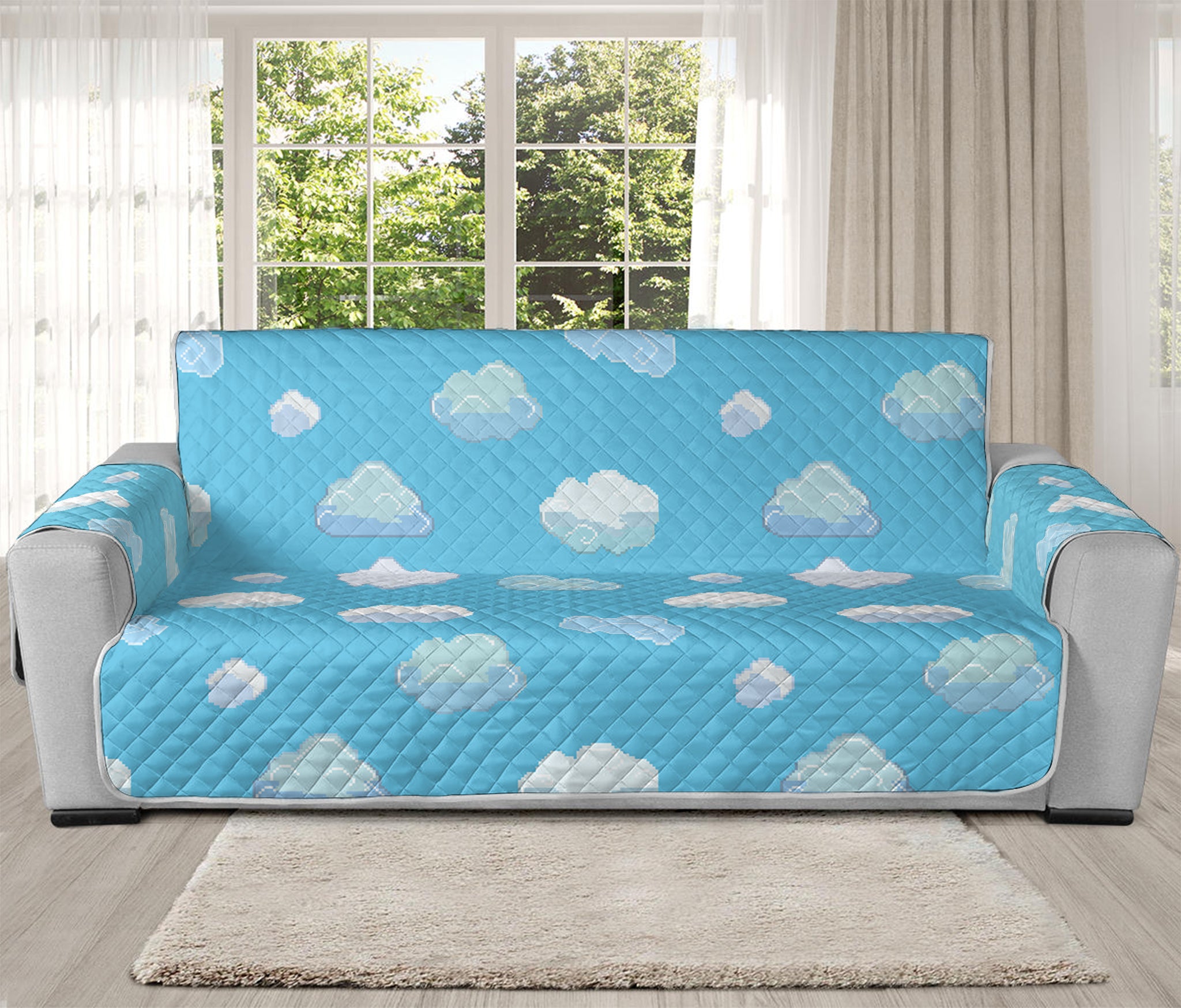 Pixel Cloud Pattern Print Oversized Sofa Protector