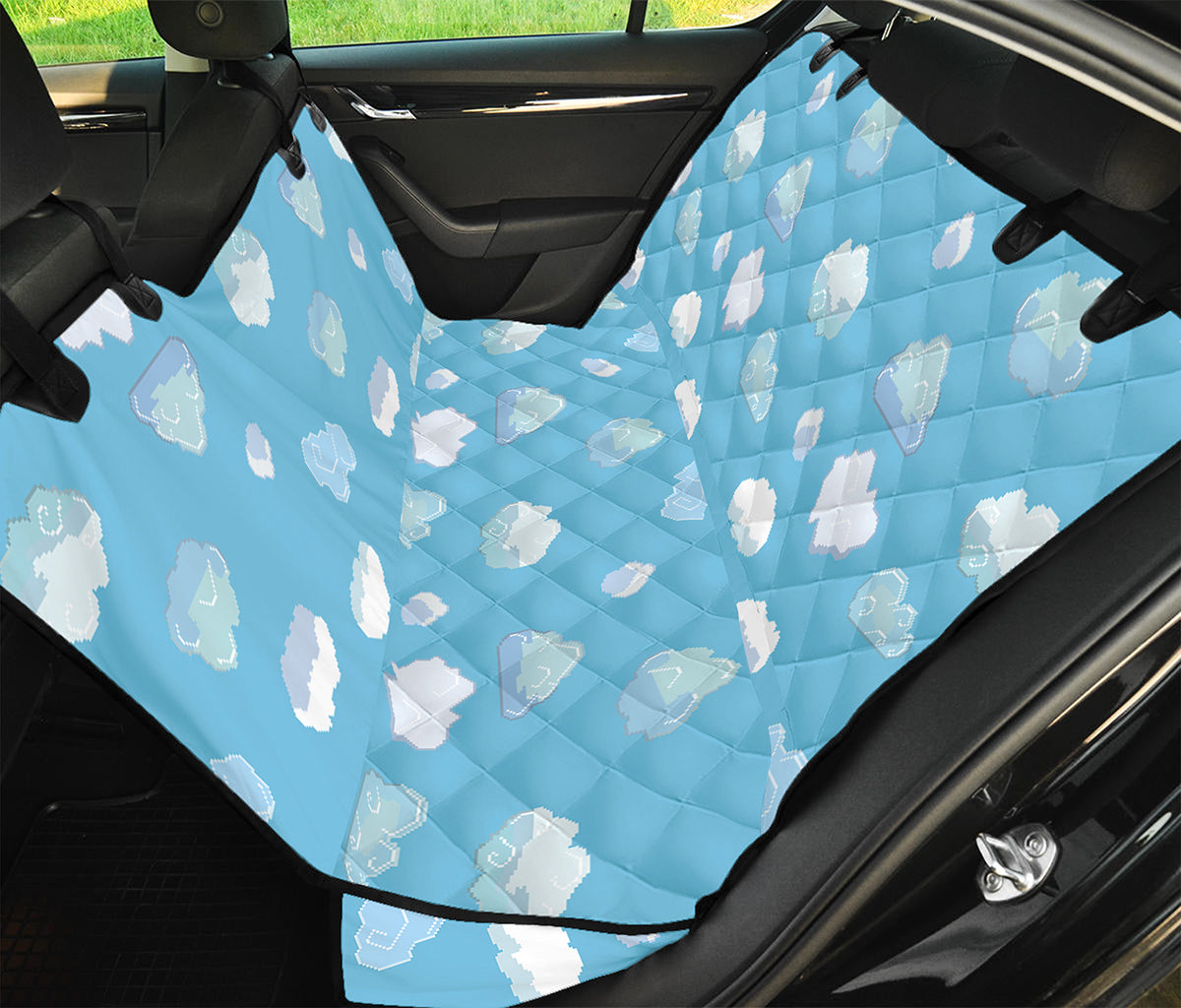 Pixel Cloud Pattern Print Pet Car Back Seat Cover