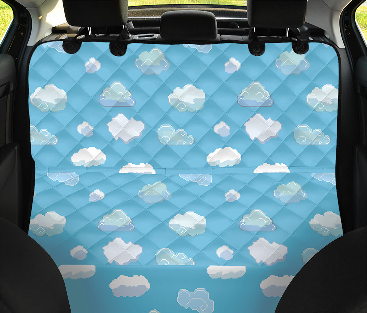 Pixel Cloud Pattern Print Pet Car Back Seat Cover