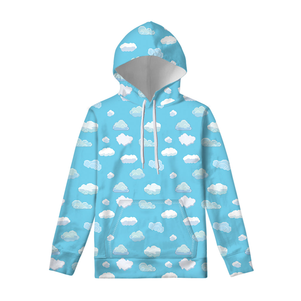 Pixel Cloud Pattern Print Pullover Hoodie