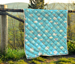 Pixel Cloud Pattern Print Quilt