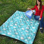 Pixel Cloud Pattern Print Quilt