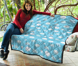 Pixel Cloud Pattern Print Quilt