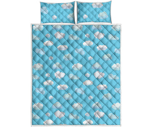 Pixel Cloud Pattern Print Quilt Bed Set