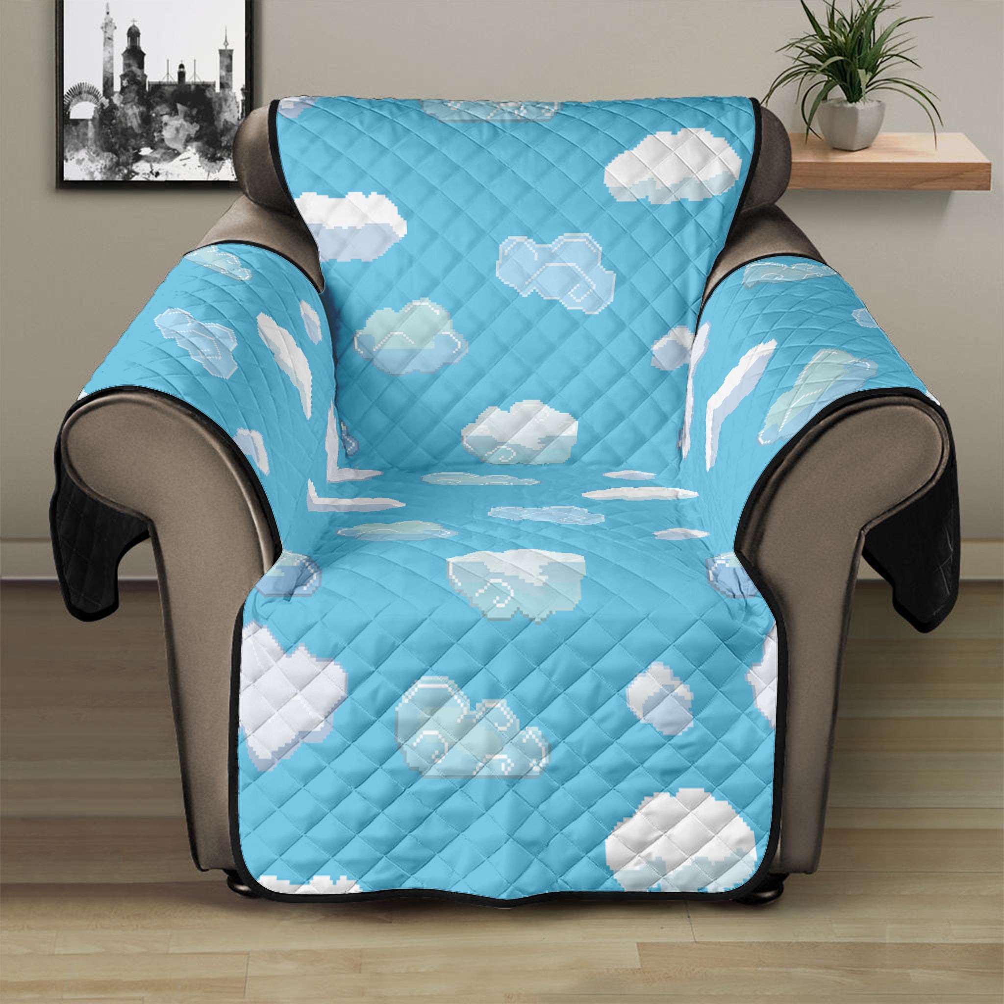 Pixel Cloud Pattern Print Recliner Protector