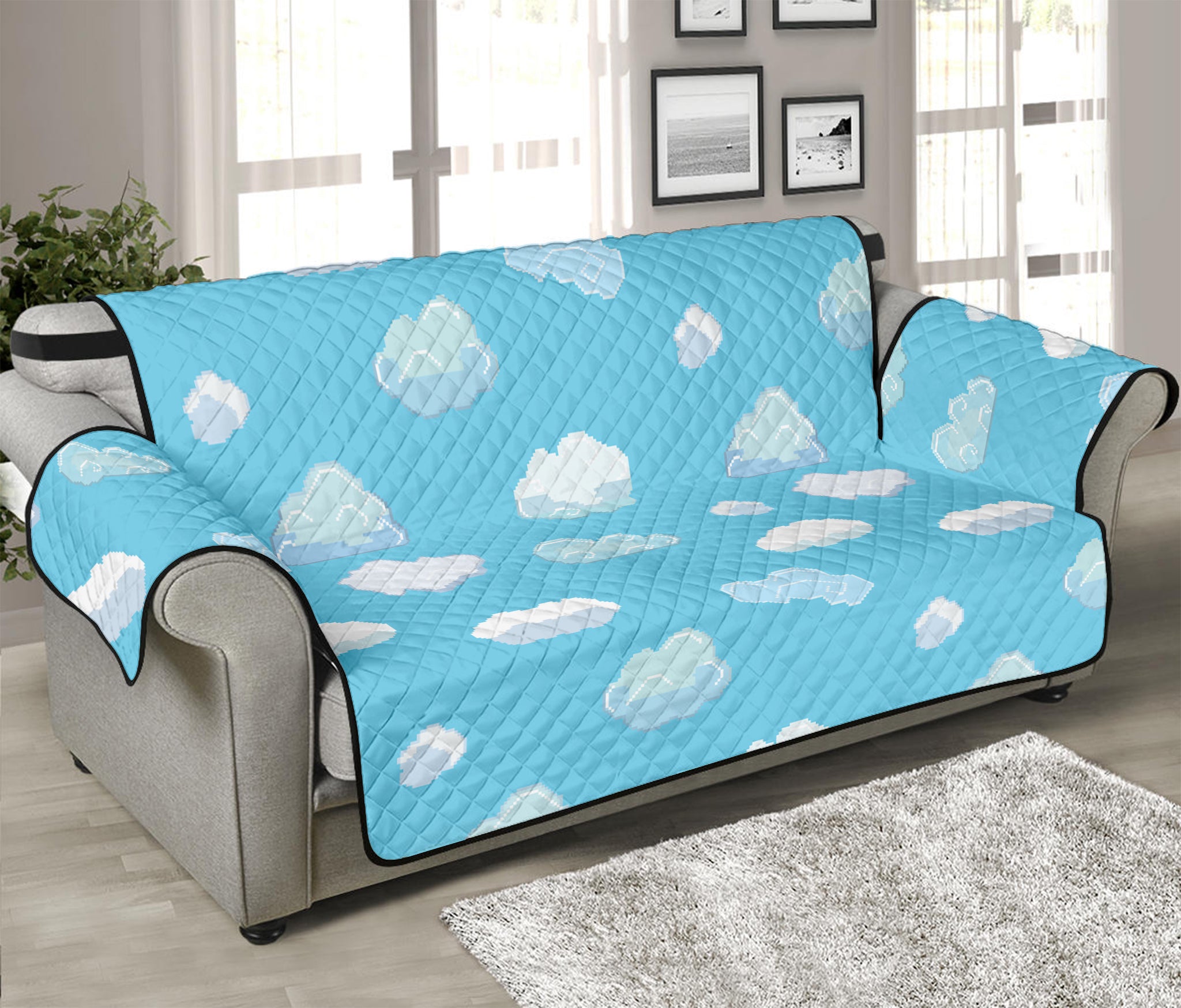 Pixel Cloud Pattern Print Sofa Protector