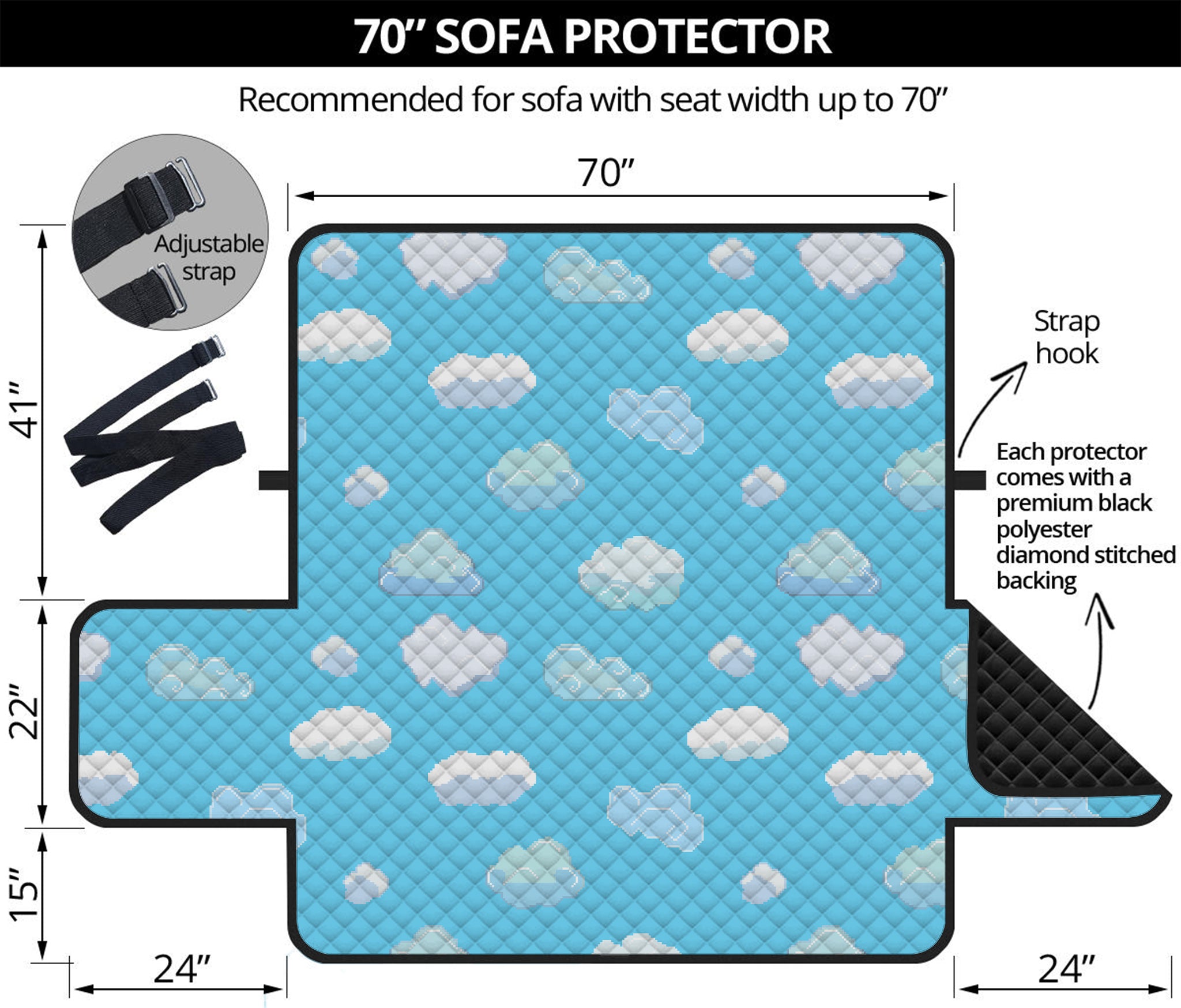 Pixel Cloud Pattern Print Sofa Protector