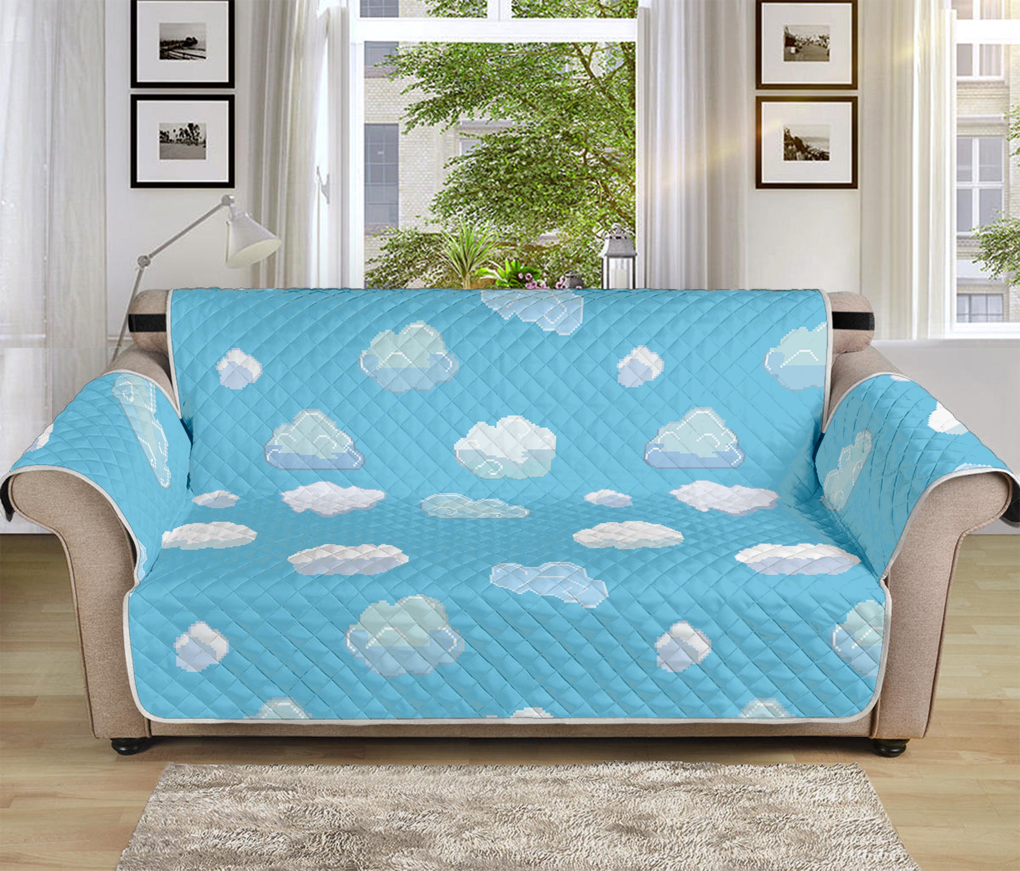 Pixel Cloud Pattern Print Sofa Protector