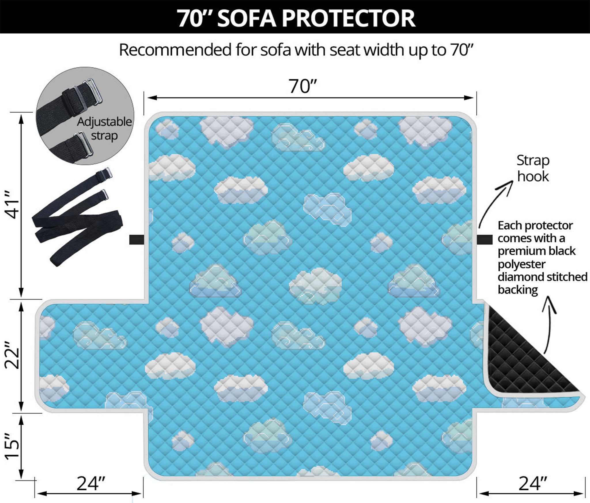 Pixel Cloud Pattern Print Sofa Protector