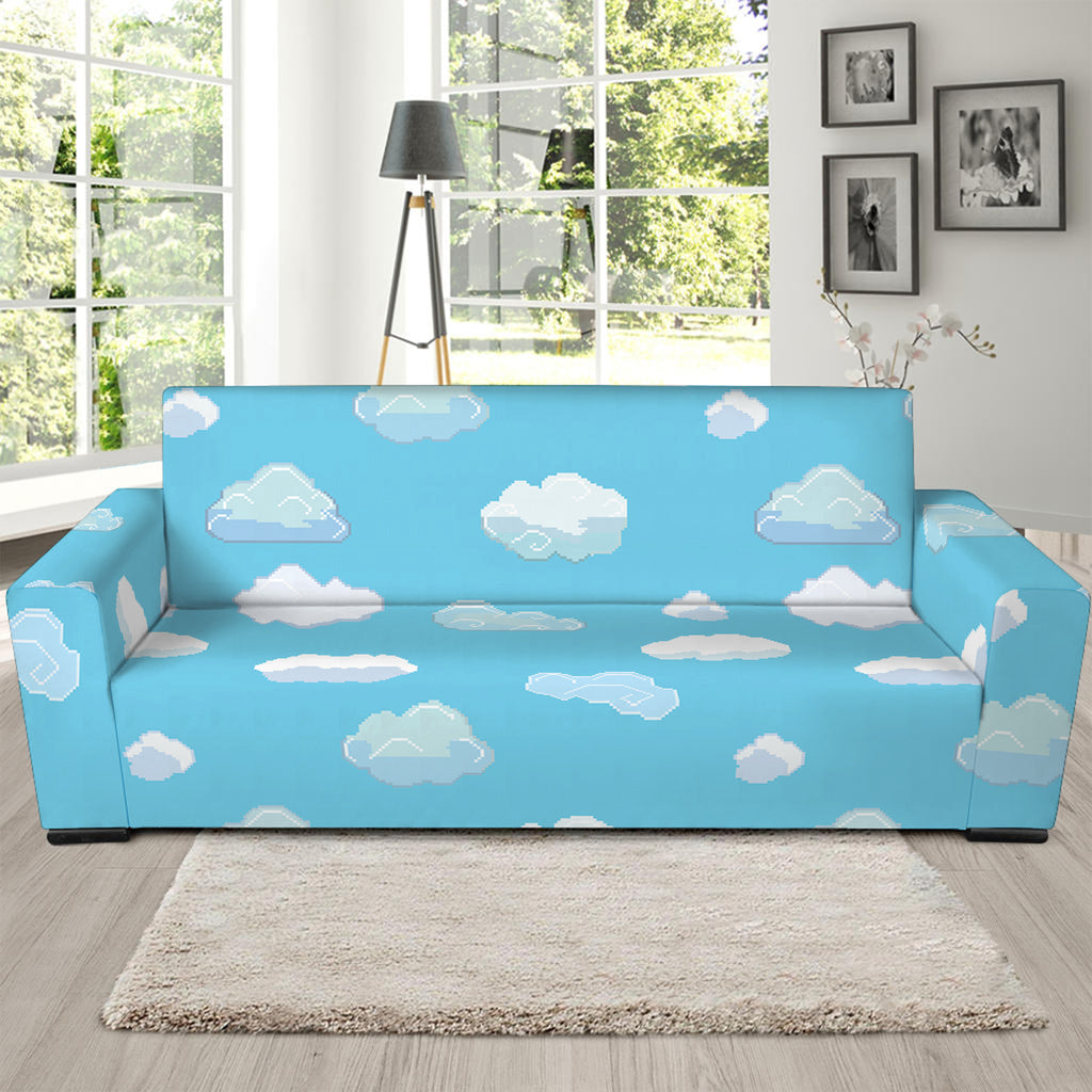 Pixel Cloud Pattern Print Sofa Slipcover