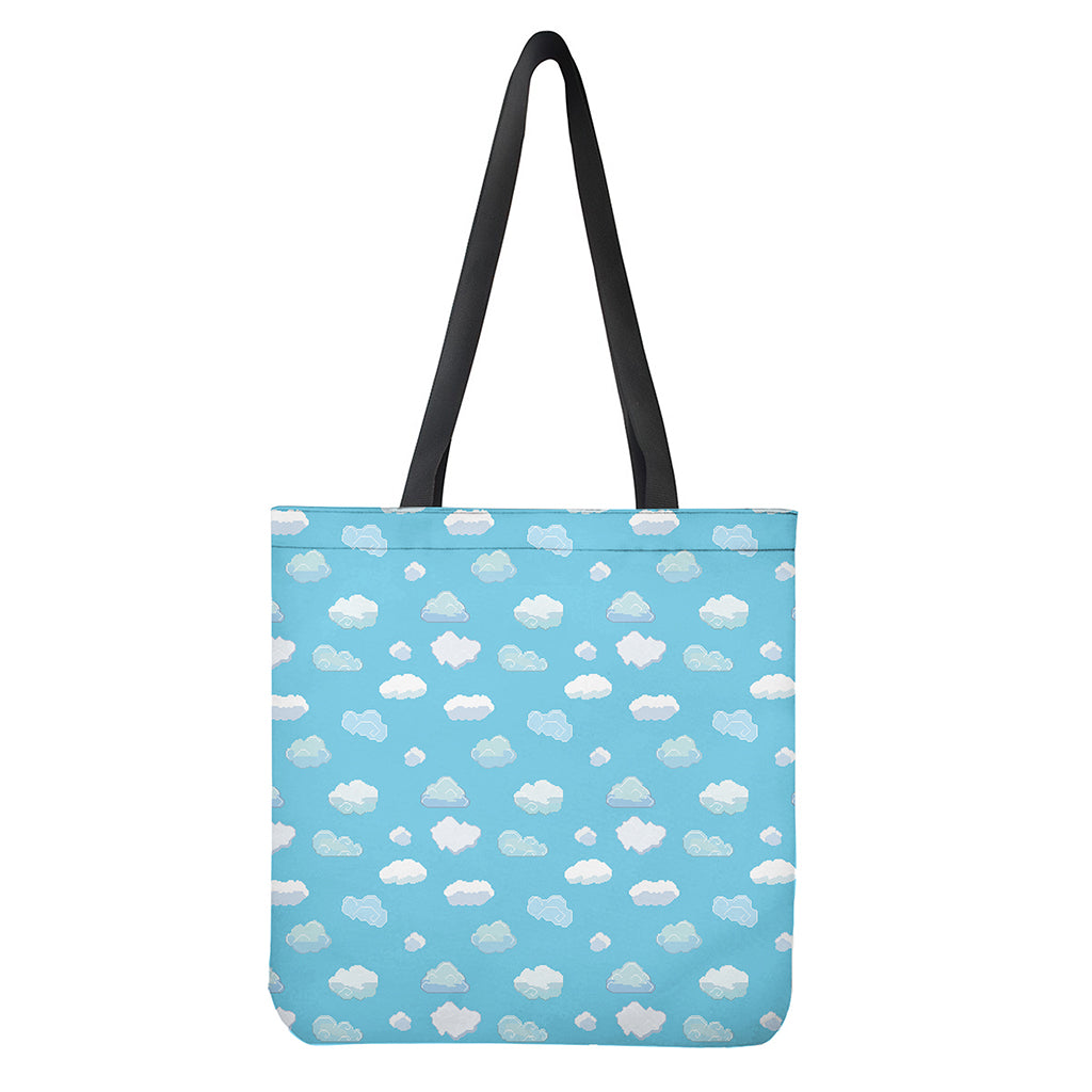 Pixel Cloud Pattern Print Tote Bag