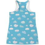 Pixel Cloud Pattern Print Women's Racerback Tank Top