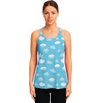 Pixel Cloud Pattern Print Women's Racerback Tank Top