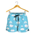 Pixel Cloud Pattern Print Women's Shorts