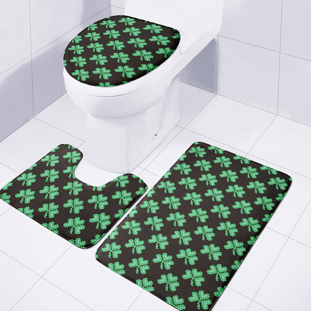 Pixel Clover St. Patrick's Day Print 3 Piece Bath Mat Set