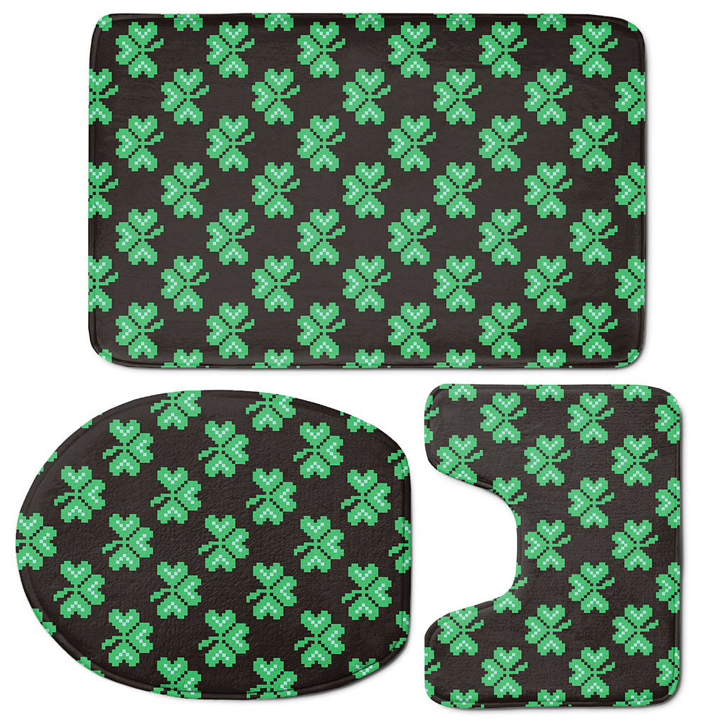 Pixel Clover St. Patrick's Day Print 3 Piece Bath Mat Set