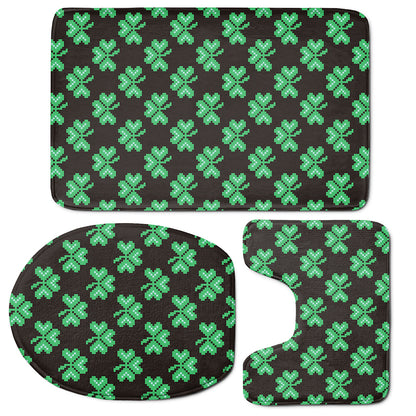 Pixel Clover St. Patrick's Day Print 3 Piece Bath Mat Set