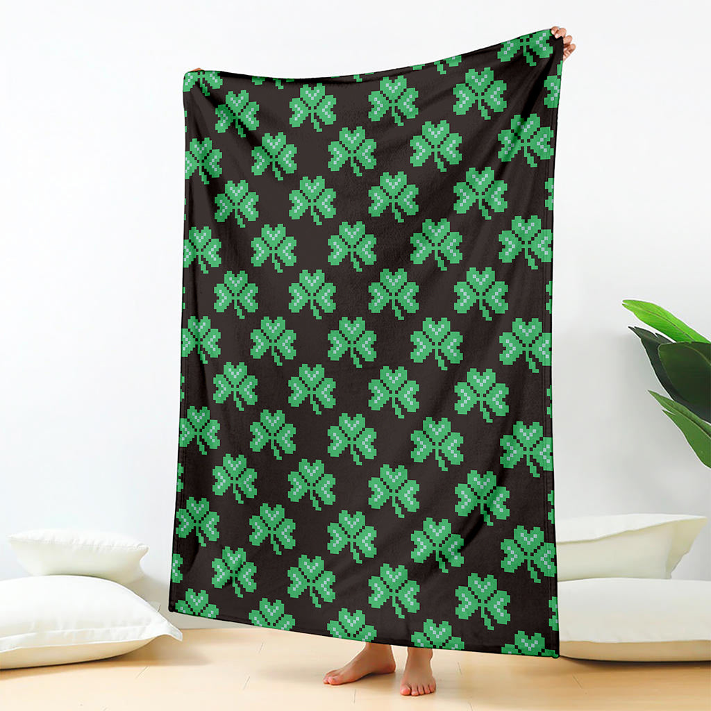 Pixel Clover St. Patrick's Day Print Blanket