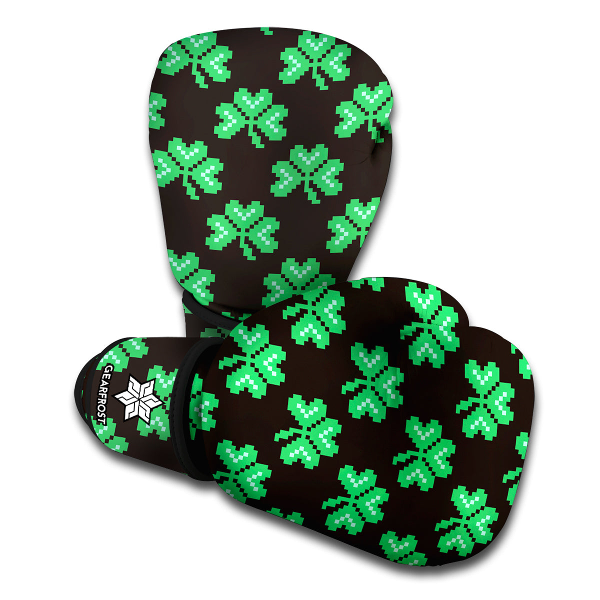 Pixel Clover St. Patrick's Day Print Boxing Gloves