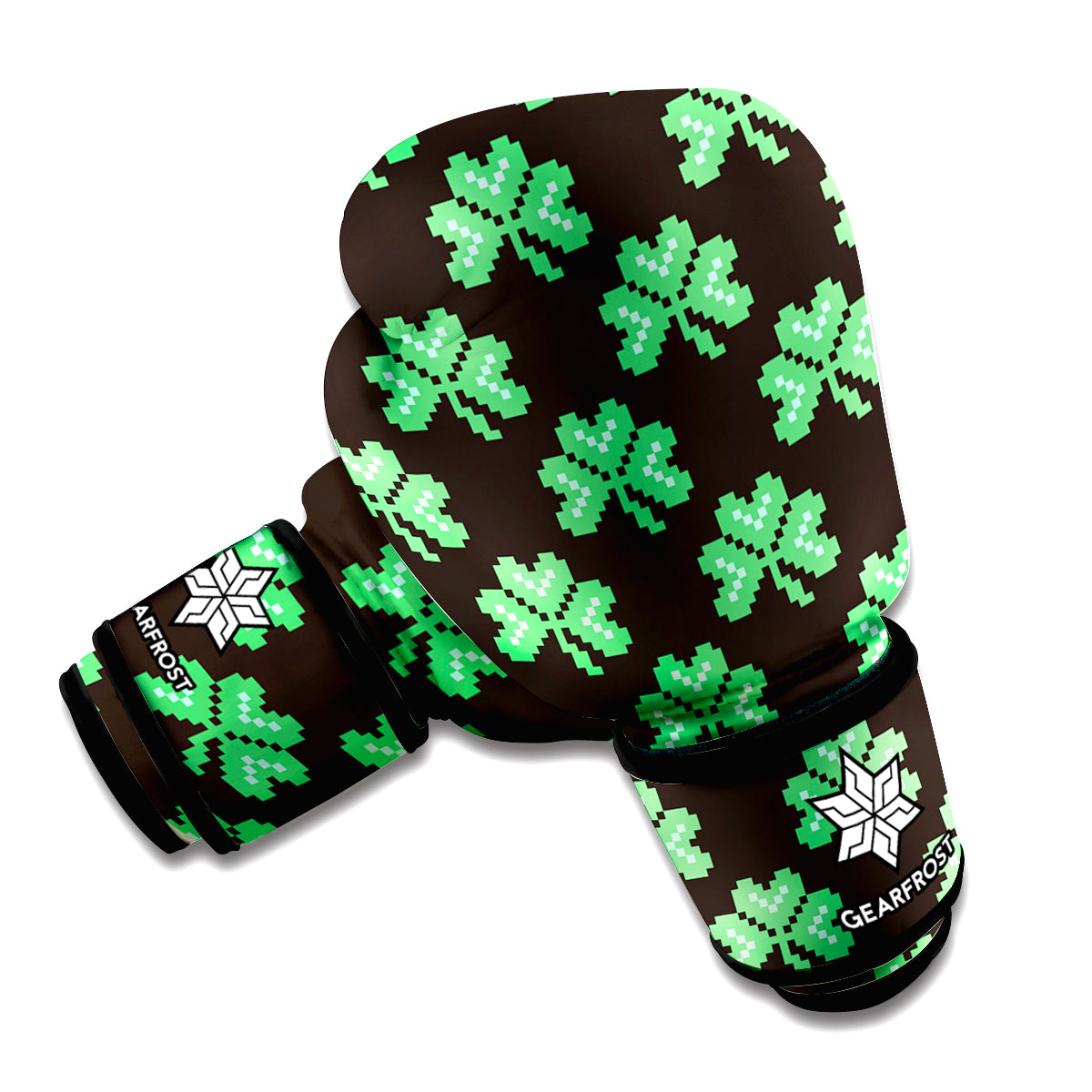 Pixel Clover St. Patrick's Day Print Boxing Gloves