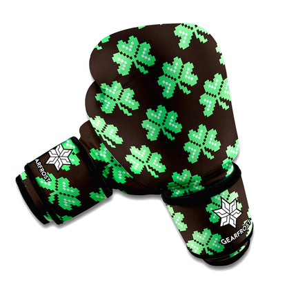 Pixel Clover St. Patrick's Day Print Boxing Gloves