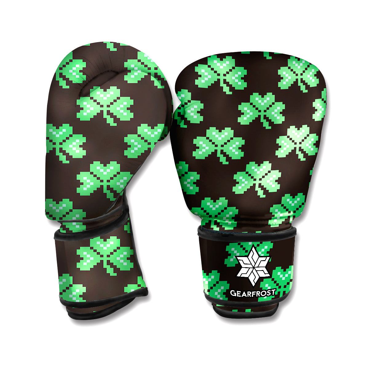 Pixel Clover St. Patrick's Day Print Boxing Gloves
