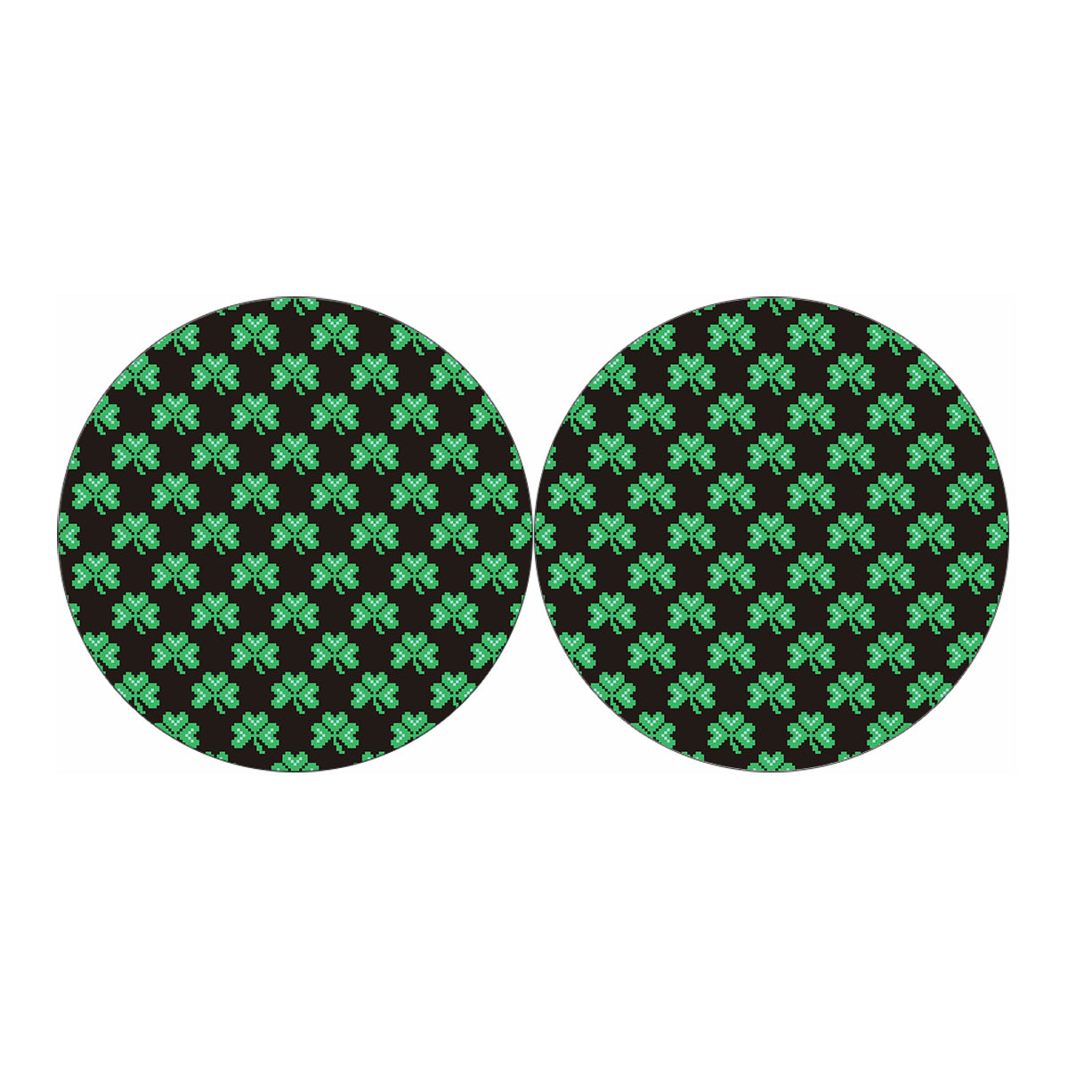 Pixel Clover St. Patrick's Day Print Car Coasters