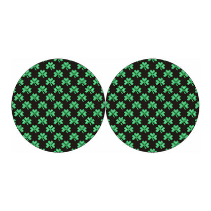 Pixel Clover St. Patrick's Day Print Car Coasters