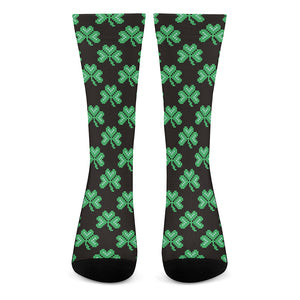 Pixel Clover St. Patrick's Day Print Crew Socks