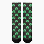 Pixel Clover St. Patrick's Day Print Crew Socks