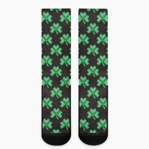 Pixel Clover St. Patrick's Day Print Crew Socks