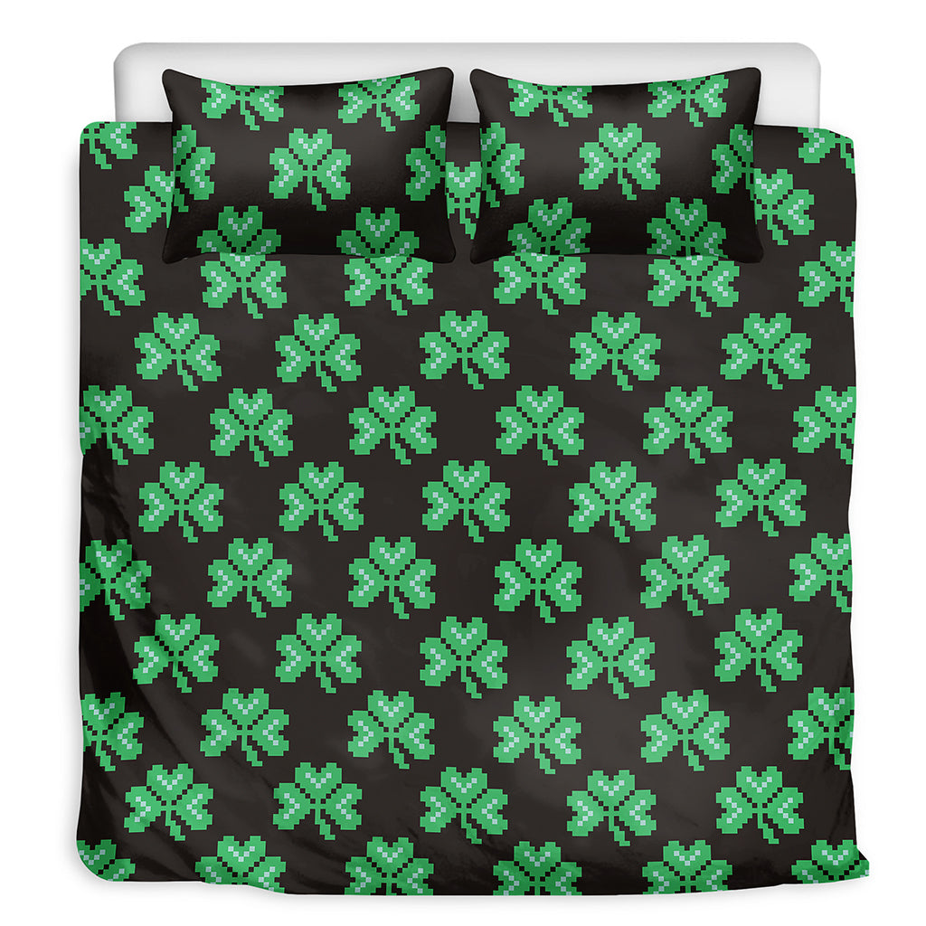 Pixel Clover St. Patrick's Day Print Duvet Cover Bedding Set