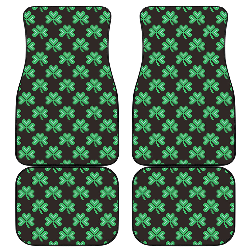 Pixel Clover St. Patrick's Day Print Front and Back Car Floor Mats