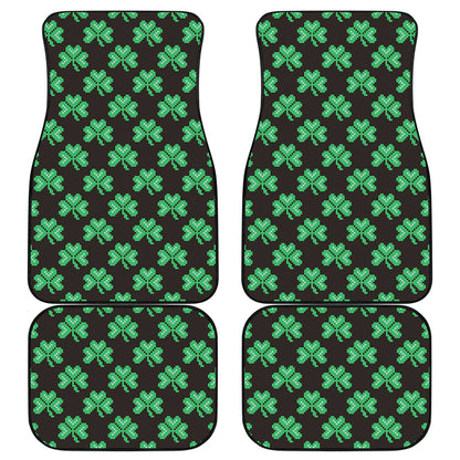 Pixel Clover St. Patrick's Day Print Front and Back Car Floor Mats