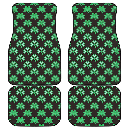 Pixel Clover St. Patrick's Day Print Front and Back Car Floor Mats