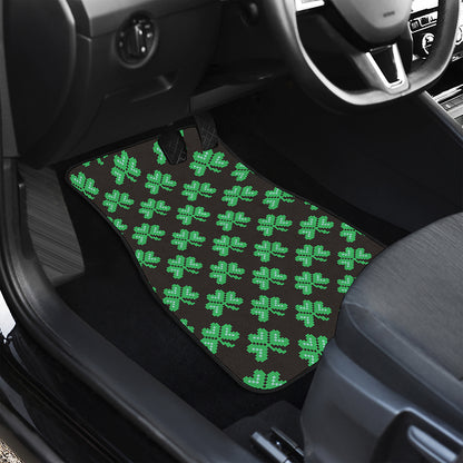 Pixel Clover St. Patrick's Day Print Front and Back Car Floor Mats